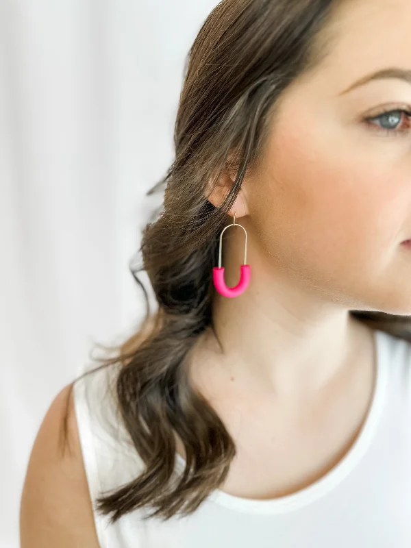 Chunky rings with hammered gold band texture -Clay Paperclip Earring