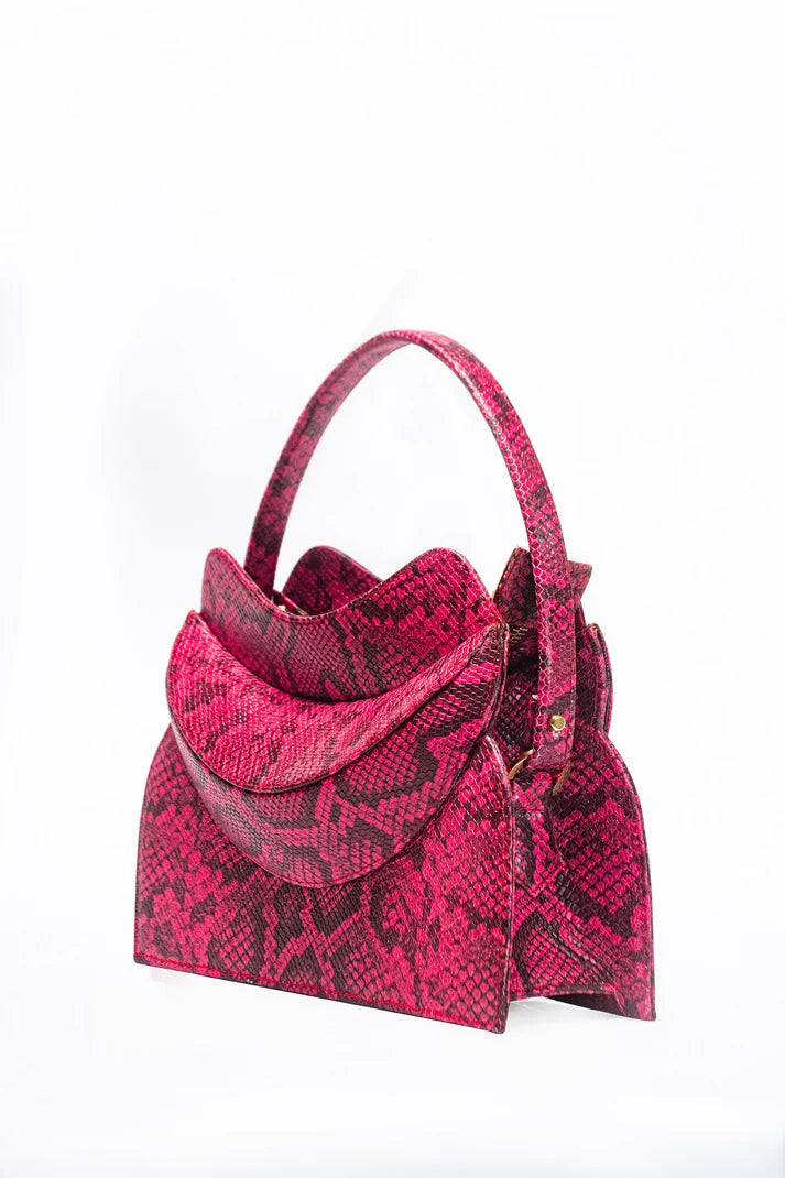 Elegant women's bags with gold hardware and sleek design for formal events-Dada Pedon Luna Hot Pink Rattler Mini Tote bag