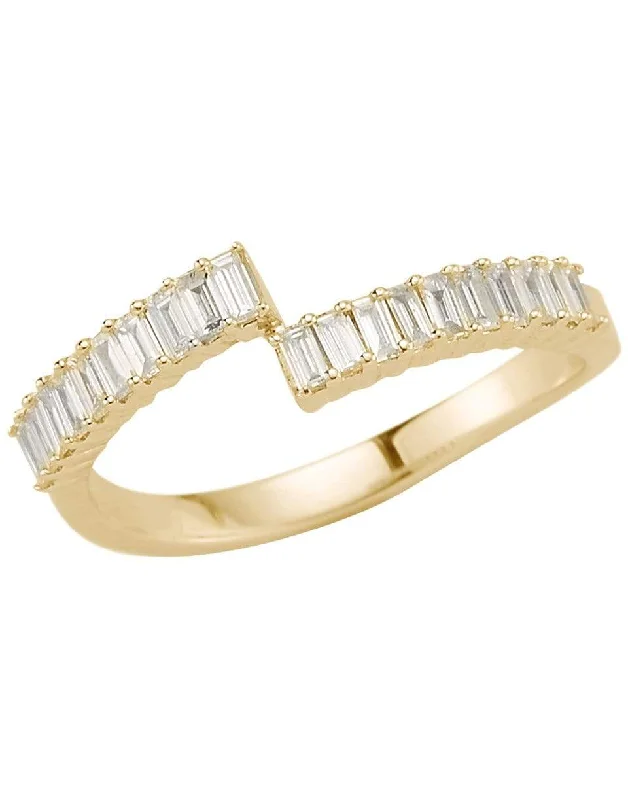 Fashion-forward women's bags with metallic finishes and sleek, modern design-Yellow Gold Sadie Pearl Split Baguette Ring