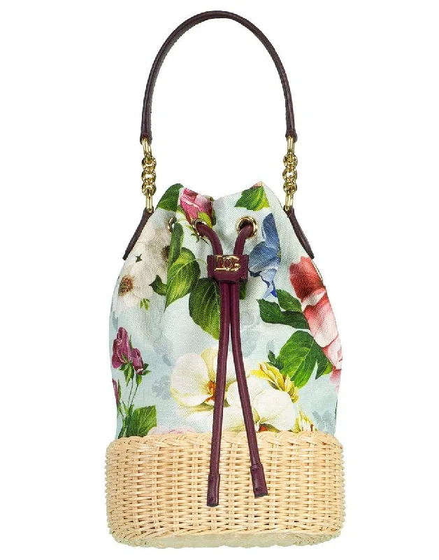 Comfortable women's bags with padded shoulder straps for all-day carrying comfort-Floral Print Bucket Bag