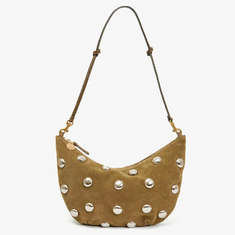 Women's bags with polished finish and luxurious leather for a professional, elegant style-Lune Bag (Oat Suede w/ Studs)