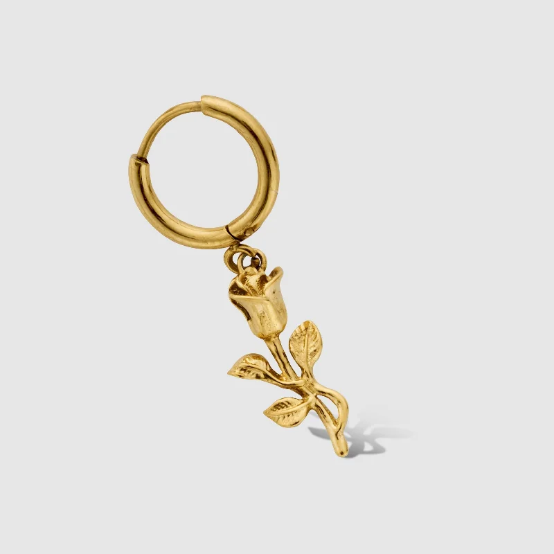 Rings with branch-inspired bands for organic -Rose Earring (Gold)