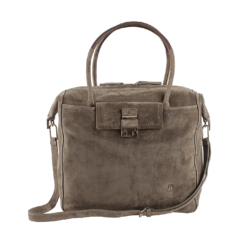 Women's bags with leather trim and canvas material for a casual yet stylish look-Suede Bowling Bag