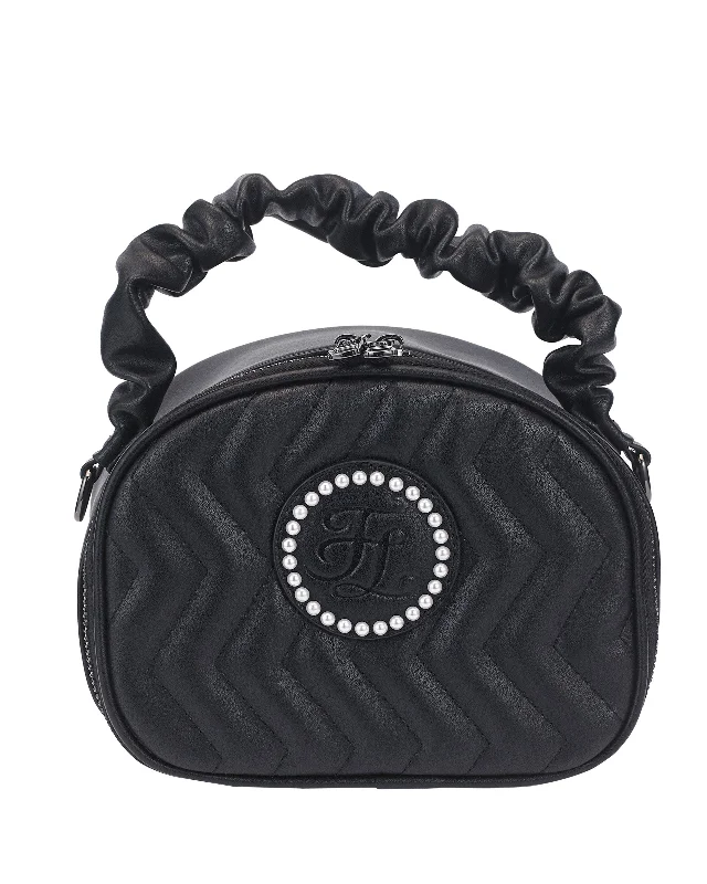 Women's bags with soft suede finish and chic design for effortless, stylish looks-Pearl Emblem Quilted Tote Bag - Black