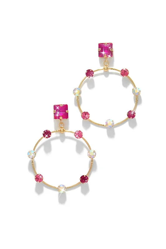 Rings with aventurine gems for green luck -Jayla Embellished Statement Earring - Pink