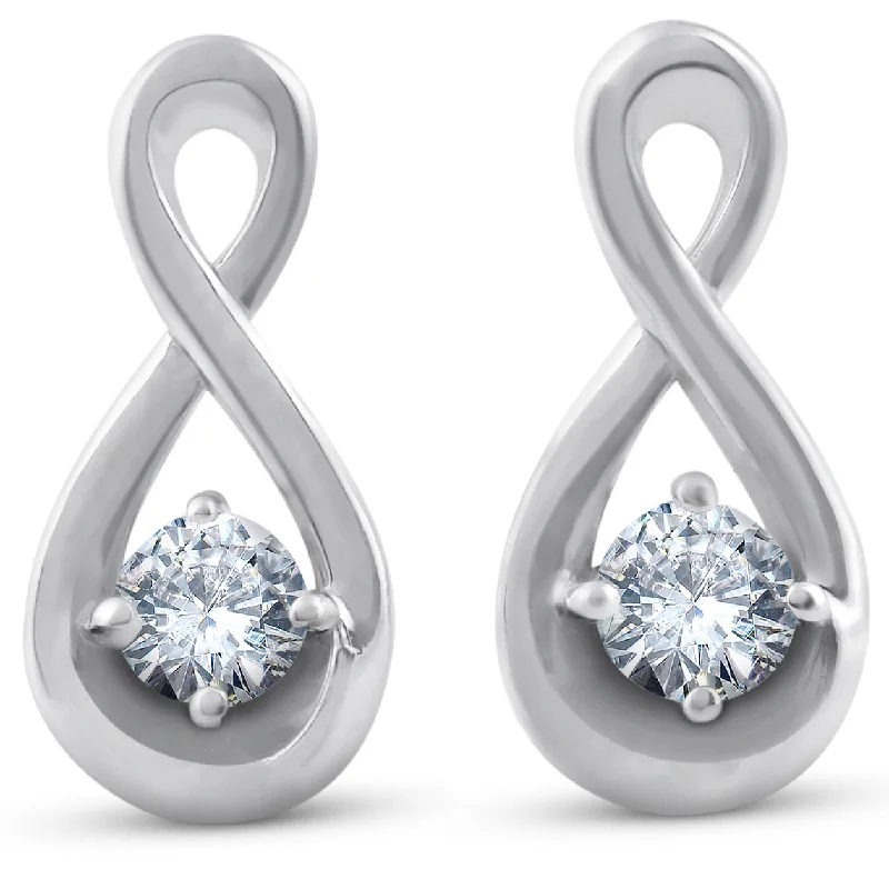 Hoop earrings with spiral designs for a dynamic and fluid look-1 3/4ct Diamond Knot Studs Petite 14k White Gold