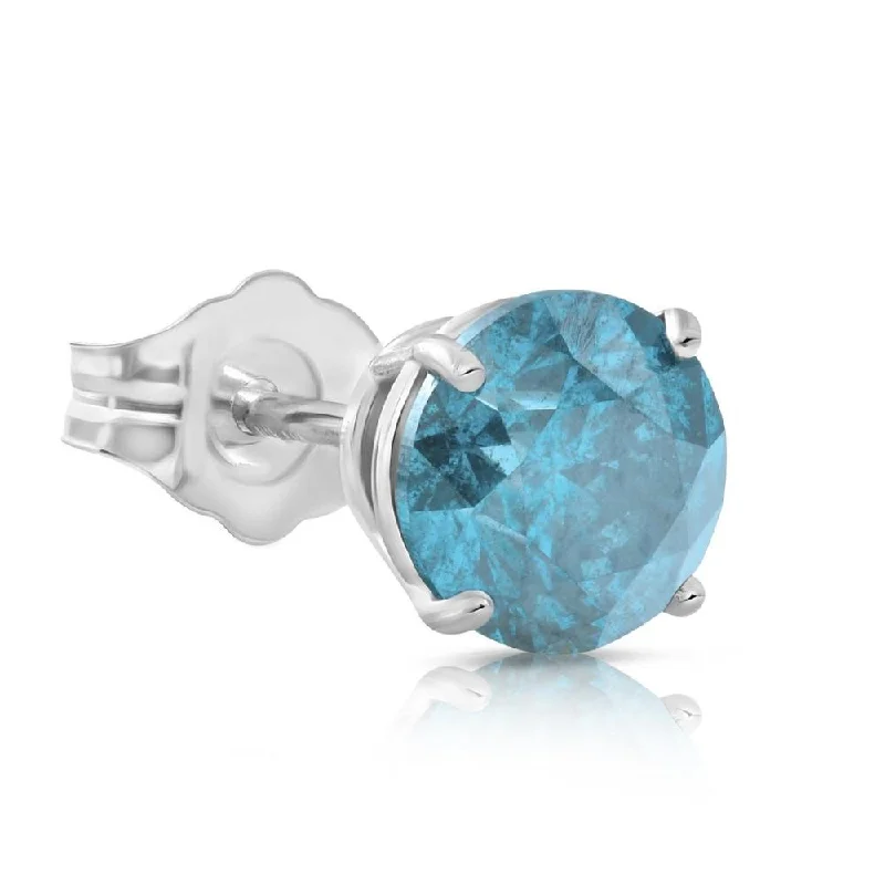 Best hoop earrings with smooth ceramic finishes for a polished, clean style-1/5ct Blue Diamond Single Stud 10K White Gold