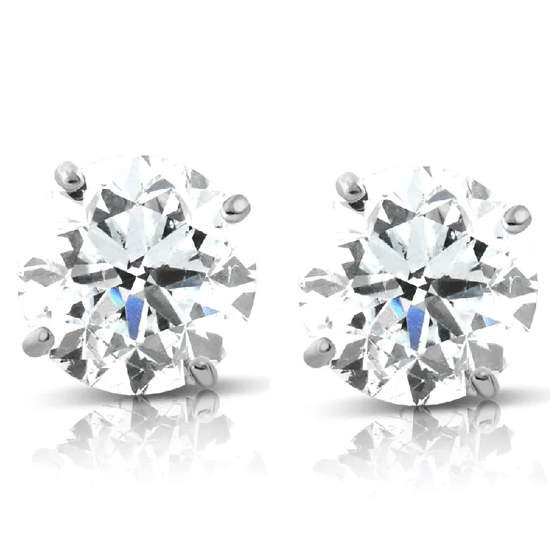 Hoop earrings with rhinestone-studded rims for a glamorous touch-1.70 cttw 14K White Round Cut Studs Earrings Screw Back