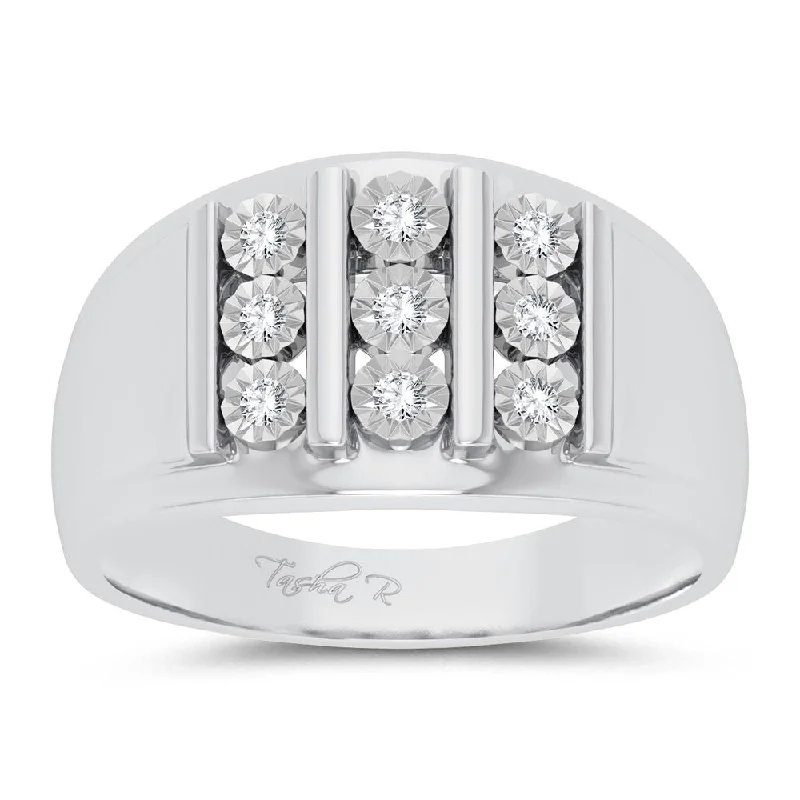 Best hoop earrings with crescent-shaped designs for a bold, moon-inspired style-10K 0.20ct Diamond Mens Ring