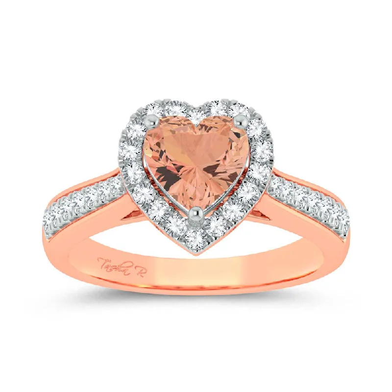 Hoop earrings with hearts for a sweet and romantic gesture-14K 0.33ct Diamond Morganite Ring