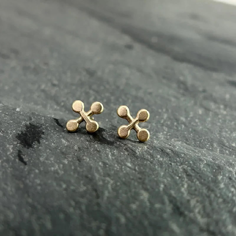 Best hoop earrings with angel wing accents for a spiritual and meaningful design-14k Teensy Cross Studs