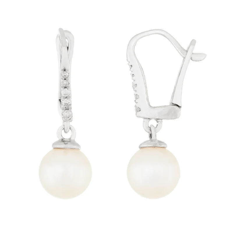 Small hoop earrings for a delicate and understated everyday wear-14K Gold Akoya Pearl Diamond Earrings