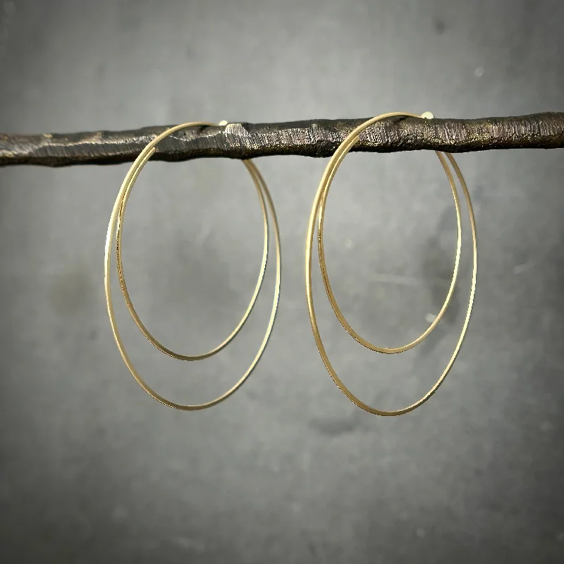 Hoop earrings with dangling charms for a playful and fun look-14k Open Moon Hoops