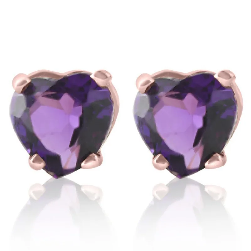 Best hoop earrings with infinity designs for a timeless and meaningful symbol-1ct Heart Shape Amethyst Studs Earrings in 14K, Yellow, Rose, or White Gold