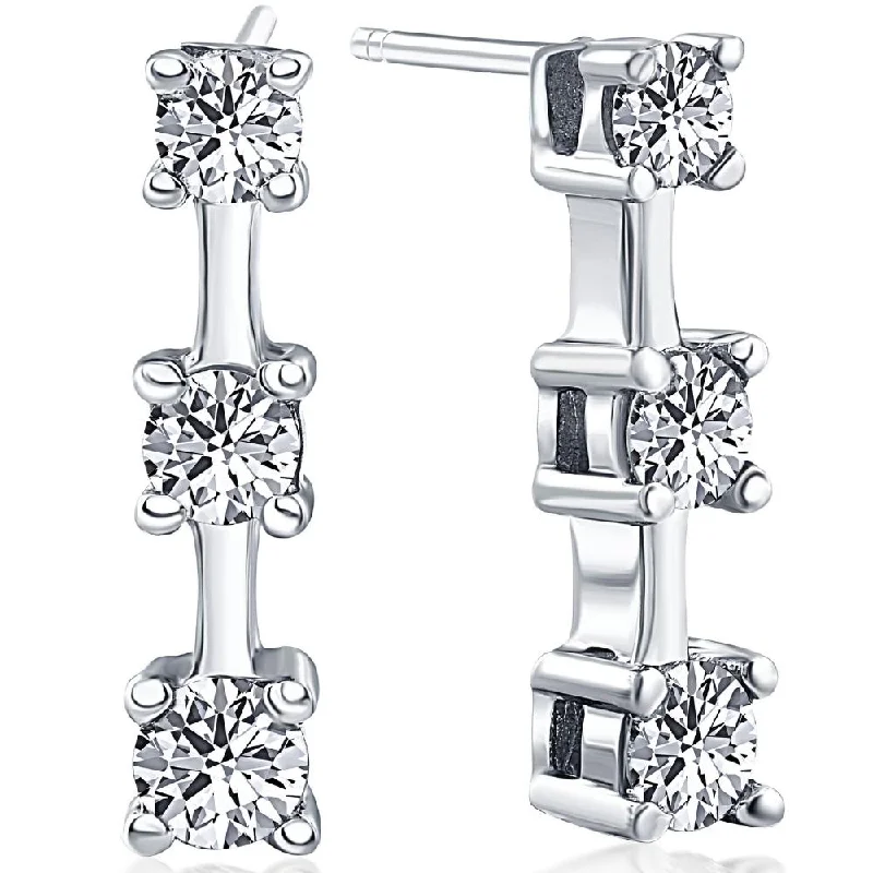 Hoop earrings with tortoiseshell designs for a chic and classic style-1ct Three Stone Diamond Earrings 14K White Gold