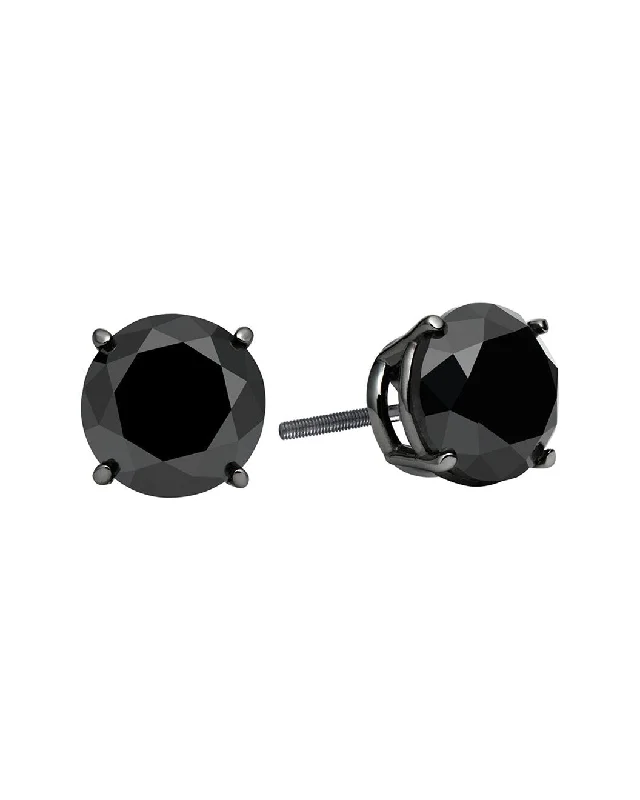 Best hoop earrings with blackened metal for an edgy and bold appearance-1Ct Tw Black Dia Rd Studs