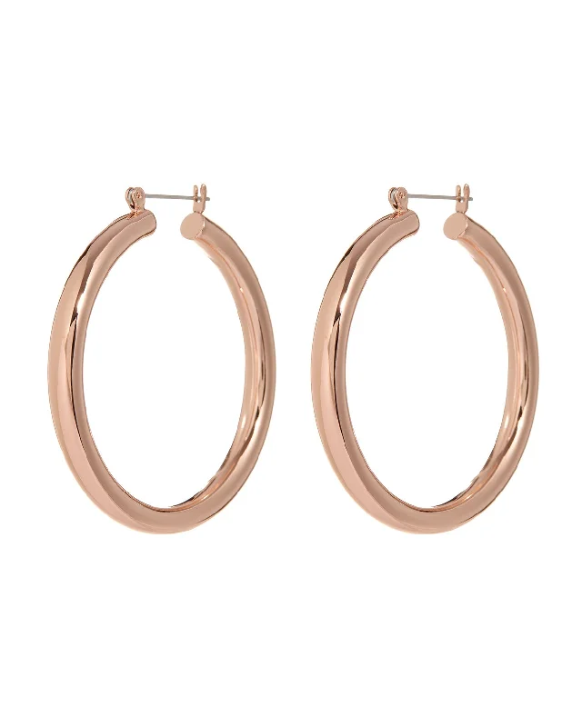 Hoop earrings with rhinestone-studded rims for a glamorous touch-Amalfi Tube Hoops- Rose Gold