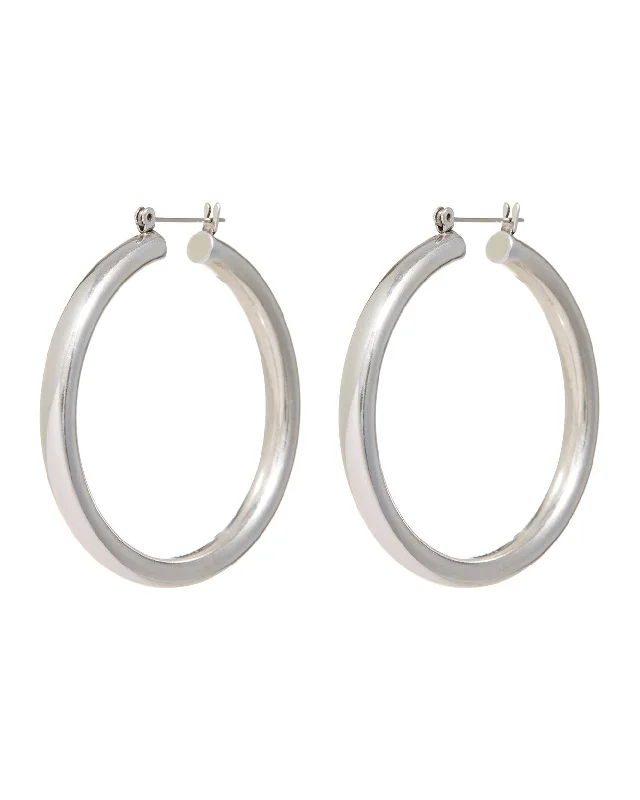 Best hoop earrings with baroque pearls for a luxurious and elegant vibe-Amalfi Tube Hoops- Silver