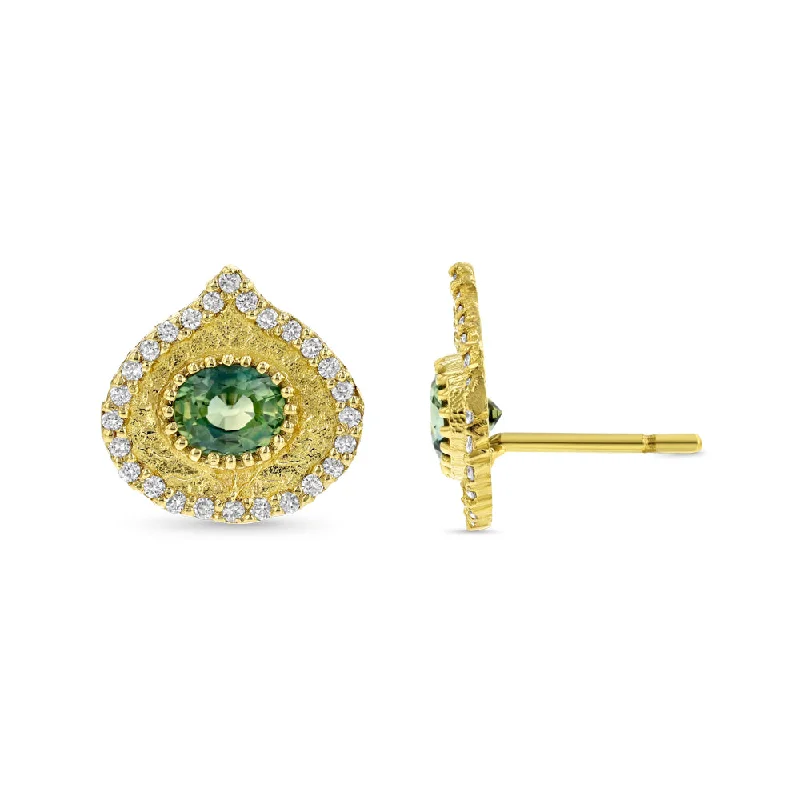 Medium hoop earrings for an everyday look with the perfect balance of style-Aspen Leaf Gold & Peridot Earrings