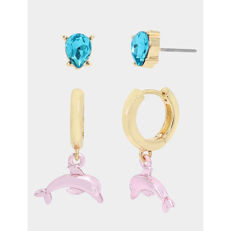 Best hoop earrings with oval shapes for a unique and elongated design-Betseys Pool Party Dolphin Set Earrings Multi