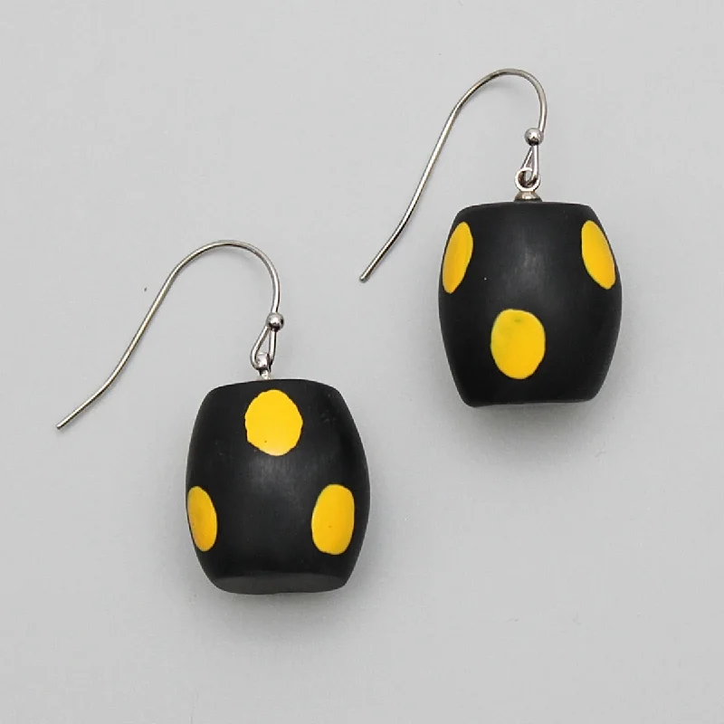 Hoop earrings with abstract wirework for an artistic, unique look-Black and Yellow Lyla Earrings