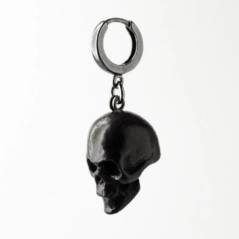 Best hoop earrings with geometric shapes for a modern and artistic appeal-Black Skull earring