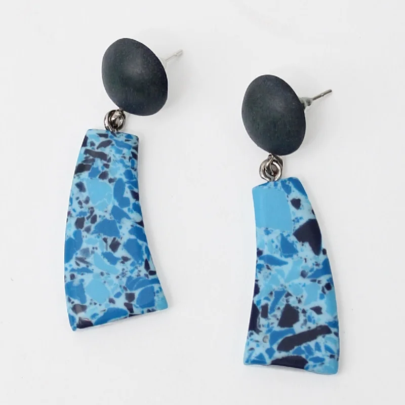 Large hoop earrings for a bold and statement-making fashion accessory-Blue Geometric Granite Earrings