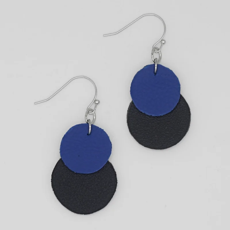 Hoop earrings with twisted metal designs for a dynamic and modern style-Blue Paris Leather Earrings