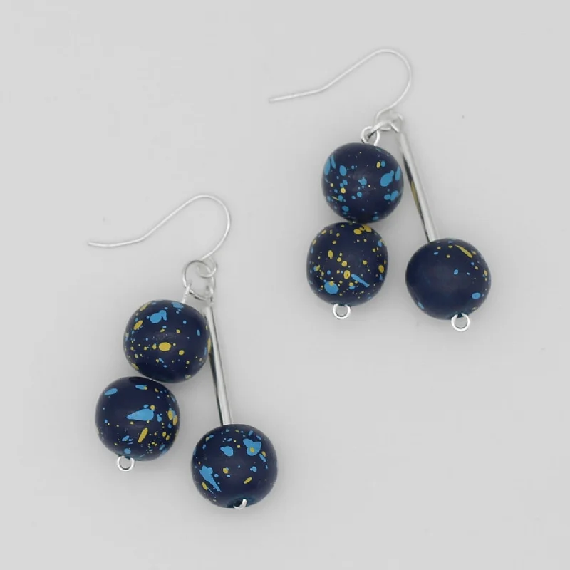 Hoop earrings with stacked layers for a bold and textured design-Blue Speckle Dangle Earring