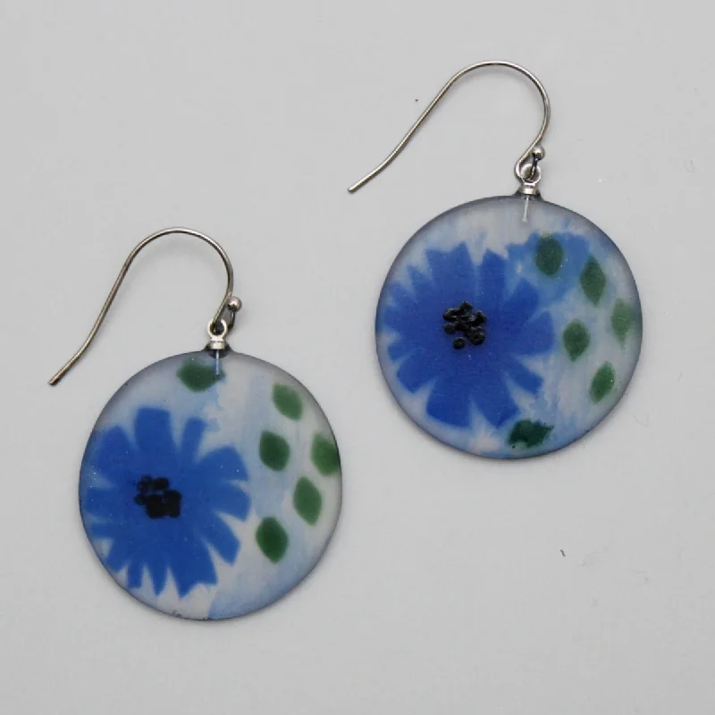 Blue Veronica Frosted Flower Earrings