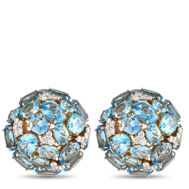 Best hoop earrings with satin ribbons for a soft, feminine appearance-Casato 18K Yellow Gold 0.73ct Diamond and Topaz Earrings 200537