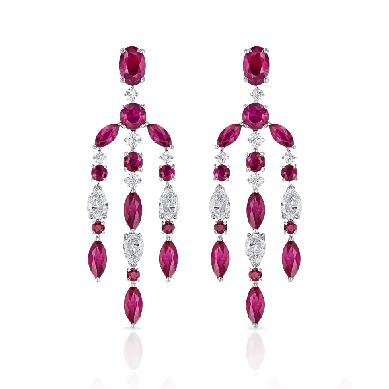 Best hoop earrings with minimal embellishments for a sleek and modern look-Ruby and Diamond Chandelier Earrings