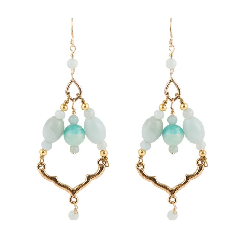 Lightweight hoop earrings for comfortable and all-day wear-Chandelier Amazonite and Bronze Earrings