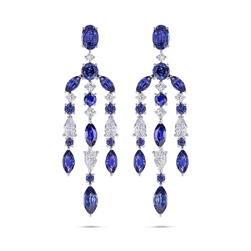 Best hoop earrings with snake-inspired designs for an edgy and fierce vibe-Sapphire and Diamond Chandelier Earrings