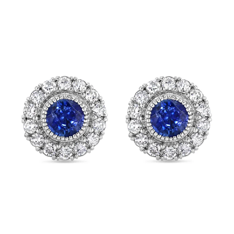 Best hoop earrings with cubic zirconia for a budget-friendly, dazzling look-Blue Sapphire Halo Studs