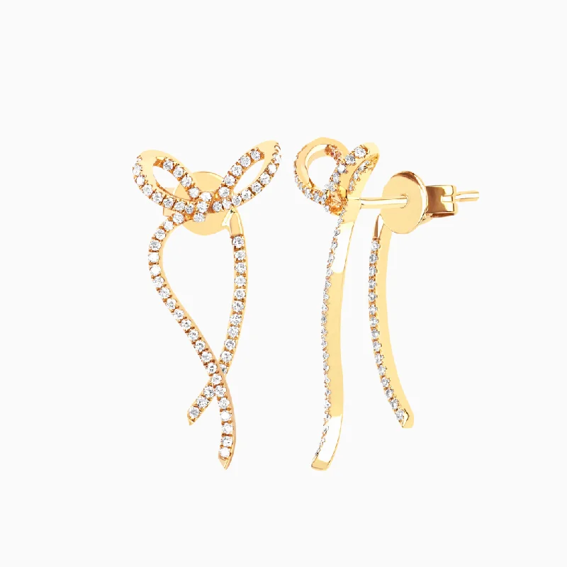 Hoop earrings with diamond-cut surfaces for added sparkle and shine-Diamond Bow Earring