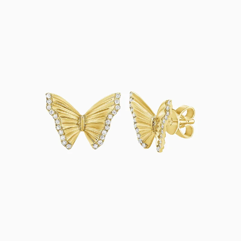 Best hoop earrings with crescent-shaped designs for a bold, moon-inspired style-Diamond-Edged Butterfly Earrings