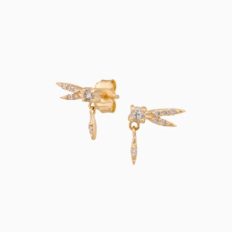 Hoop earrings with intricate designs for a unique and artistic appearance-Dragonfly & Diamonds Earrings