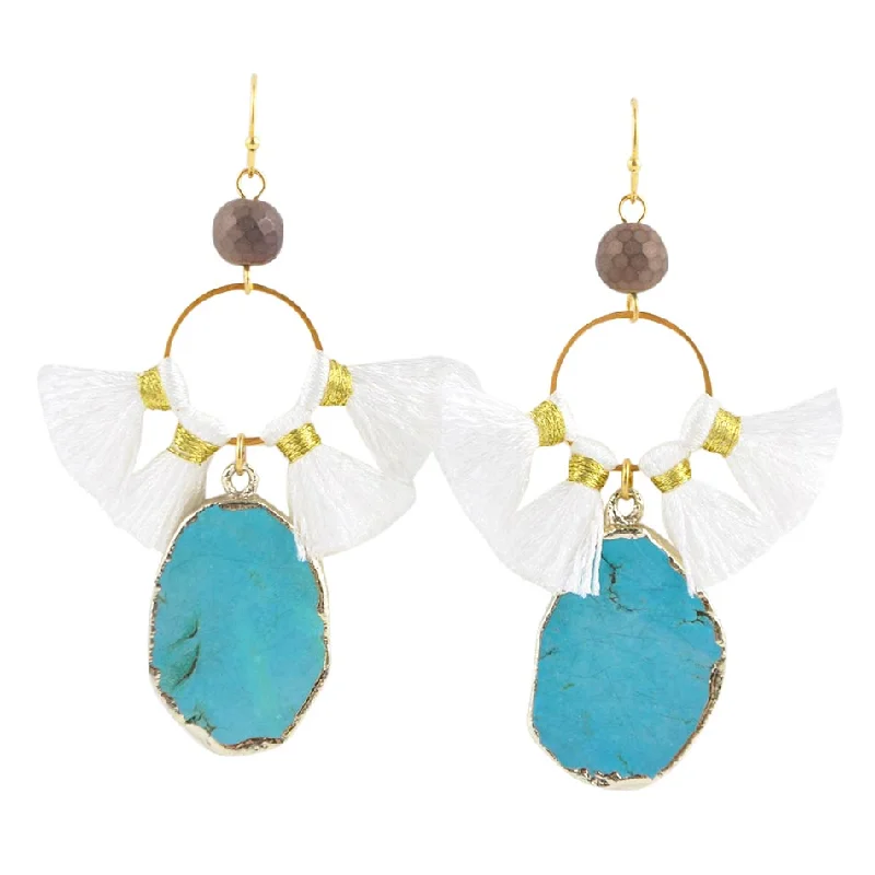 Best hoop earrings with enamel details for a colorful and modern look-Dreamcatcher Earring-Turquoise Magnesite