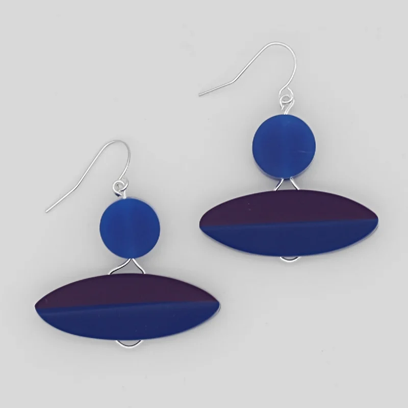 Best hoop earrings with marbled designs for a trendy and artistic effect-Duel Geometric Dangle Earrings Blue