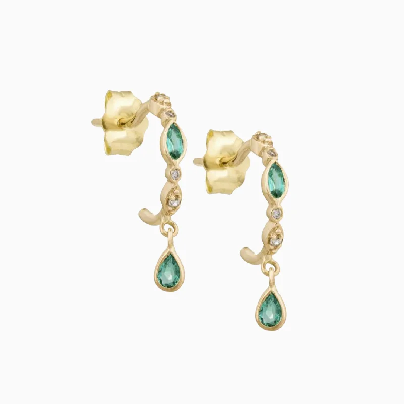 Best hoop earrings with geometric cuts for a sharp, modern appeal-Emeralds and Diamond Hoop Earrings