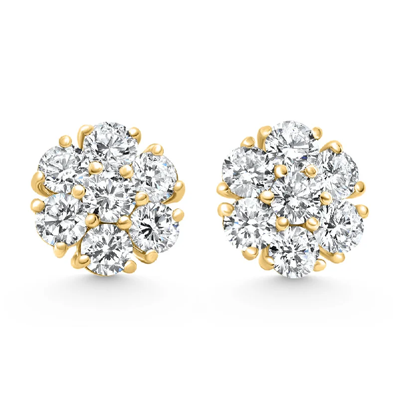 Best hoop earrings with geometric cuts for a sharp, modern appeal-F/VS 3.60Ct Diamond Cluster Pave Studs Screwback Earrings 14k Gold Lab Grown