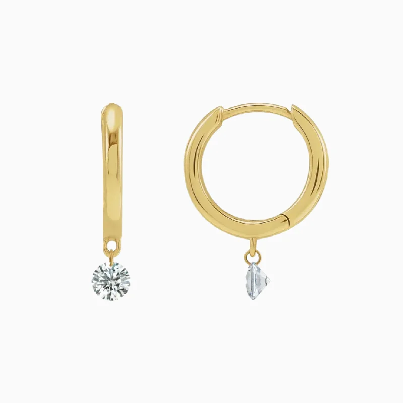 Hoop earrings with a matte finish for a sleek and sophisticated appearance-Floating Diamond Earrings