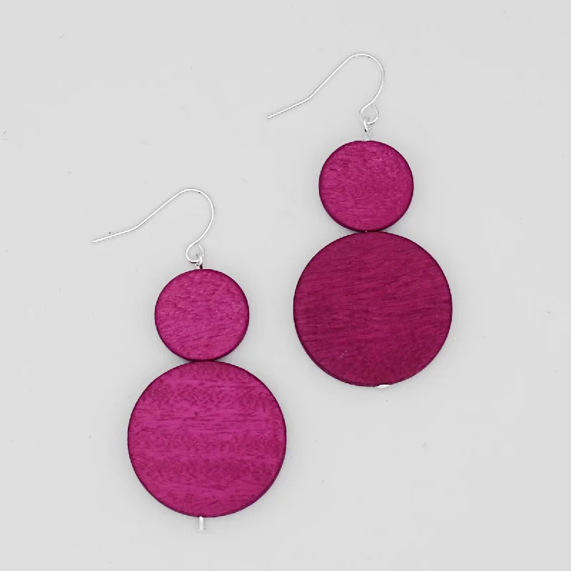 Hoop earrings with removable pendants for a versatile and customizable accessory-Fuchsia Double Bead Sarah Earrings