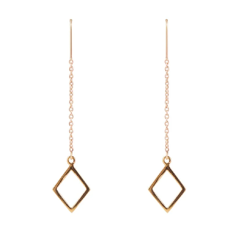 Hoop earrings with pearl accents for a chic and classic style-Bronze Geometric Threader Earrings