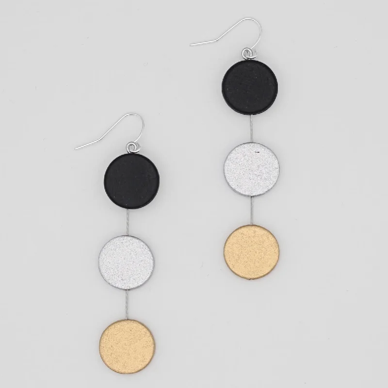 Hoop earrings with luxe velvet finishes for a rich and luxurious touch-Black and Gold Ashlyn Dangle Earring