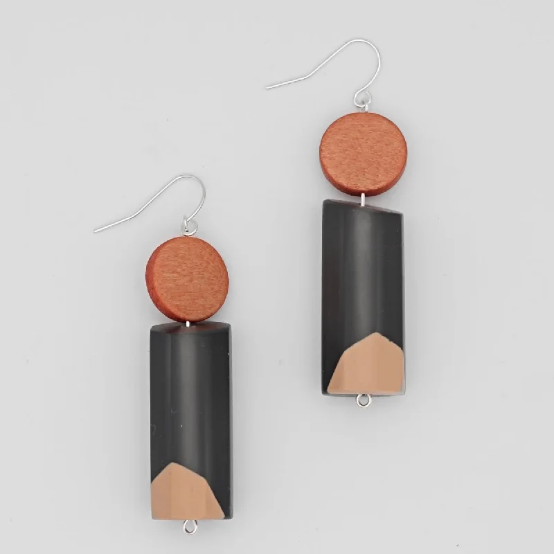 Hoop earrings with textured gold for a refined and sophisticated aesthetic-Gray and Orange Dangle Earrings