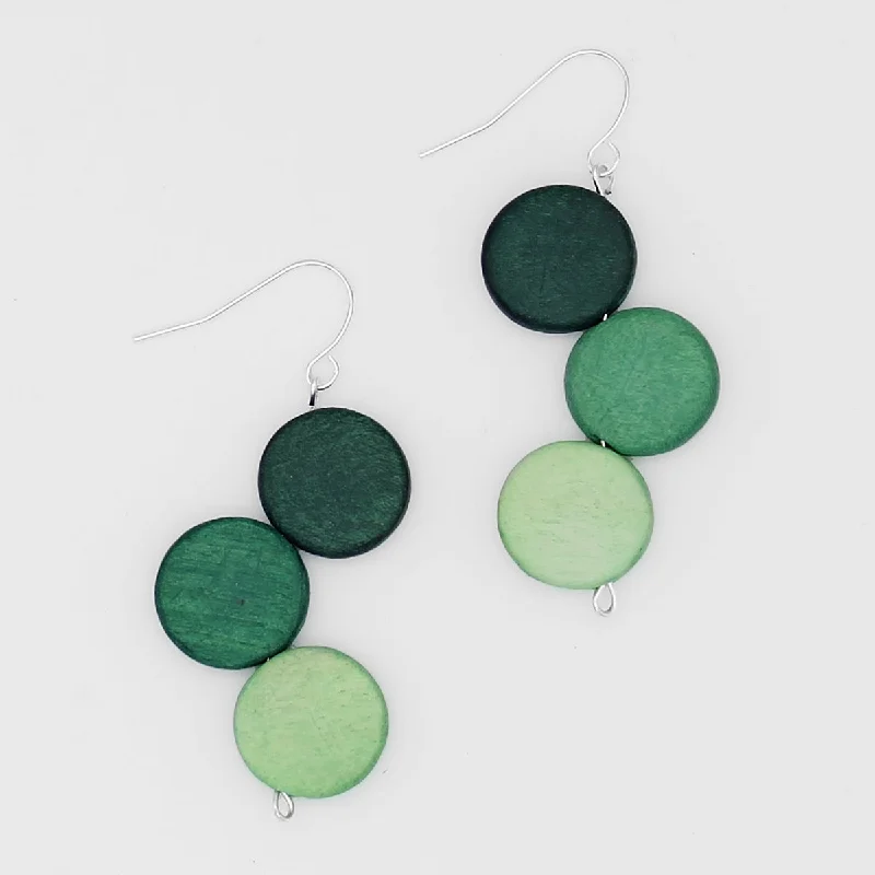 Hoop earrings with polished silver finish for a shiny, modern appeal-Green Triple Stacked Earring