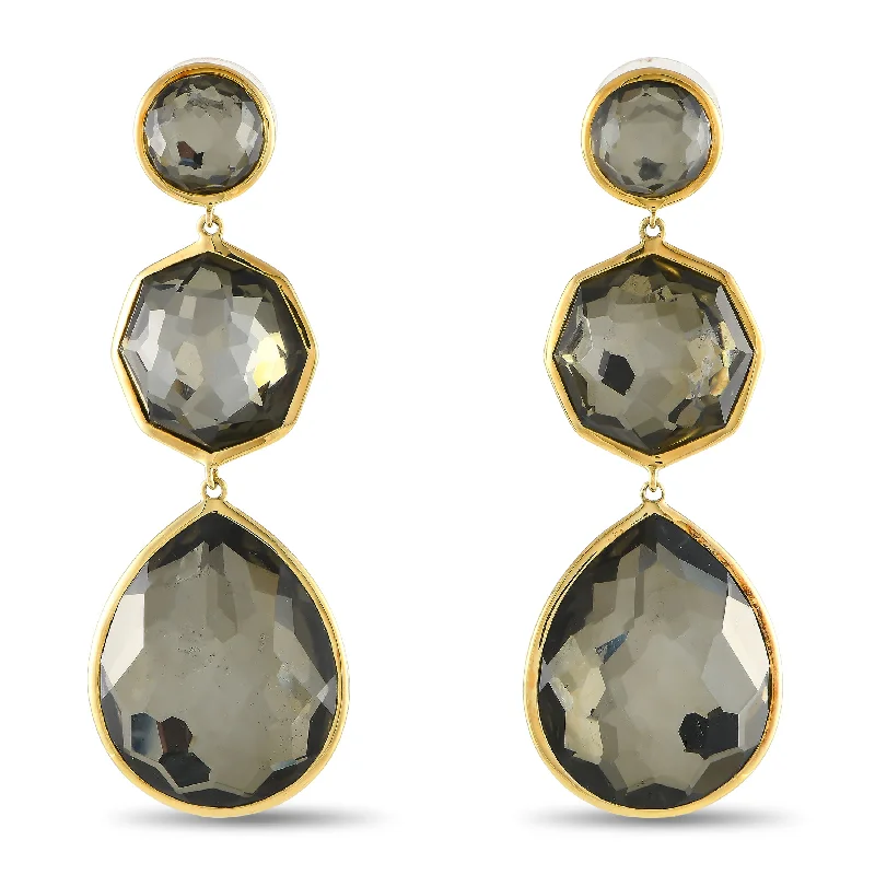 Hoop earrings with textured gold for a refined and sophisticated aesthetic-Ippolita 18K Yellow Gold Quartz Earrings IP13-091224