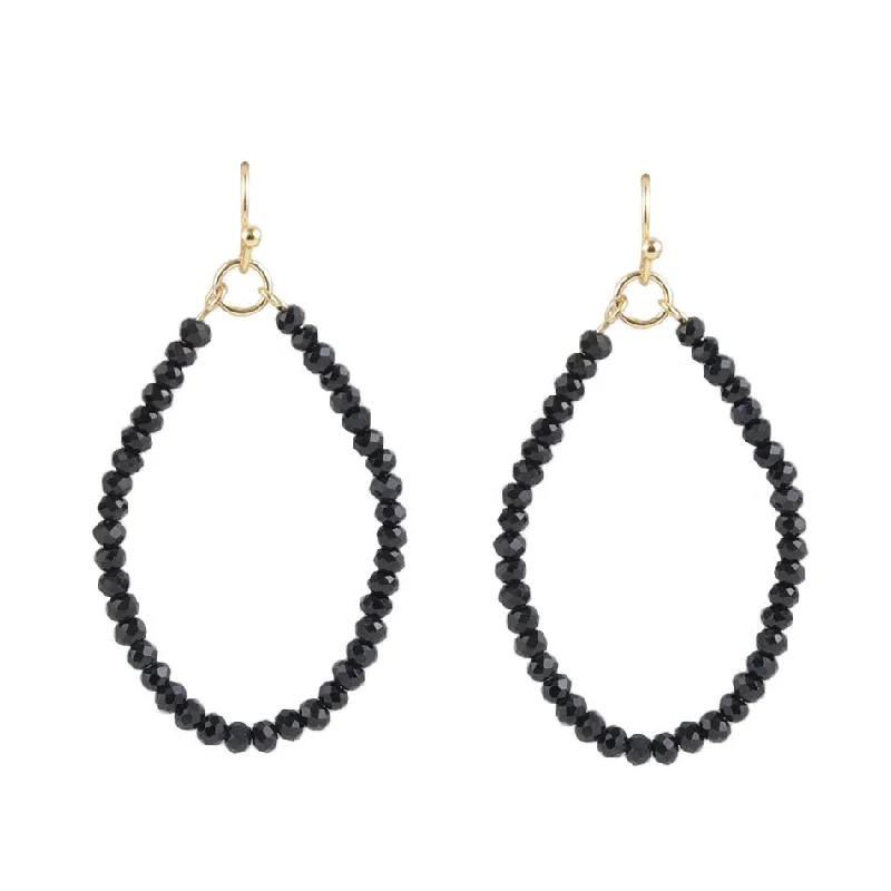 Best hoop earrings with multi-colored gemstones for a vibrant and lively touch-Joyful Black Hematite Hoop Earring